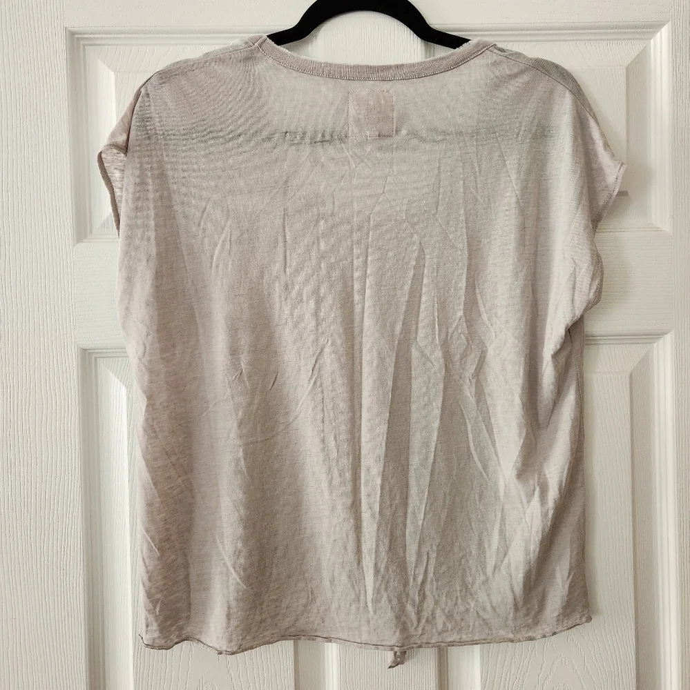 Chaser Lightweight Tie Front Scoop Neck Tshirt Gray - Picture 3 of 4
